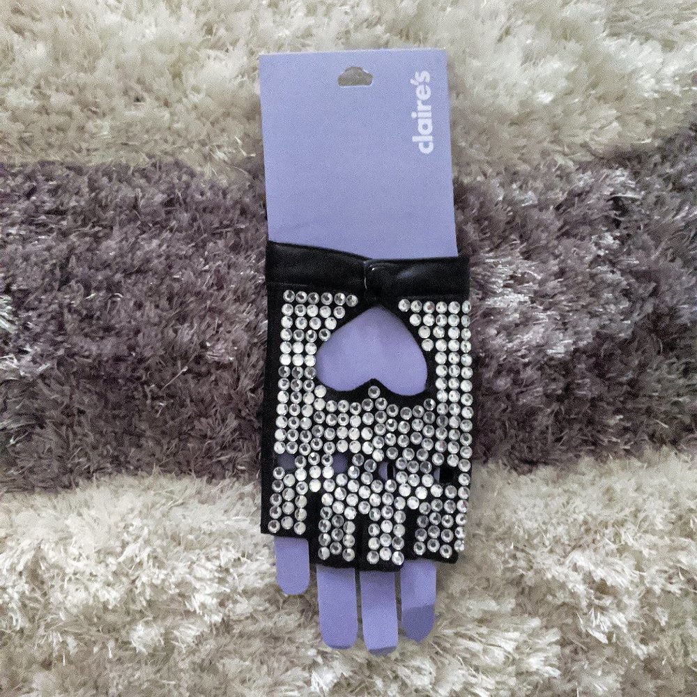Punk Faux Leather Rhinestone Glove